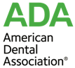 The image shows a logo with the acronym  ADA  prominently displayed, suggesting an association related to dental care or dentistry, likely in an American context, with text that reads  AMERICAN DENTAL ASSOCIATION.